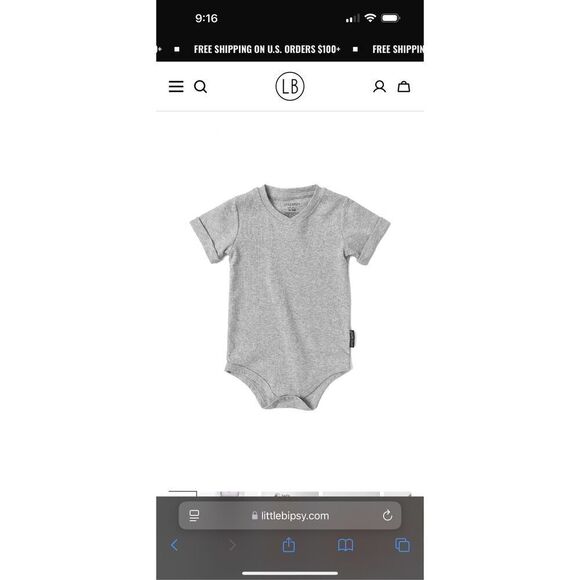 Little Bipsy Basic OnePiece Grey Shortsleeved - Cotton / Spandex - Picture 5 of 5